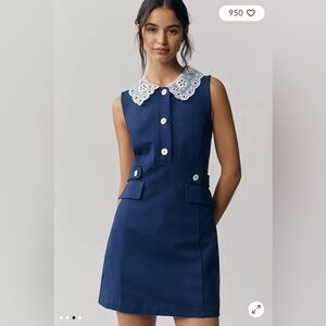 Maeve/Anthropologie Sleeveless Collared Romper in Navy Size S. NWT